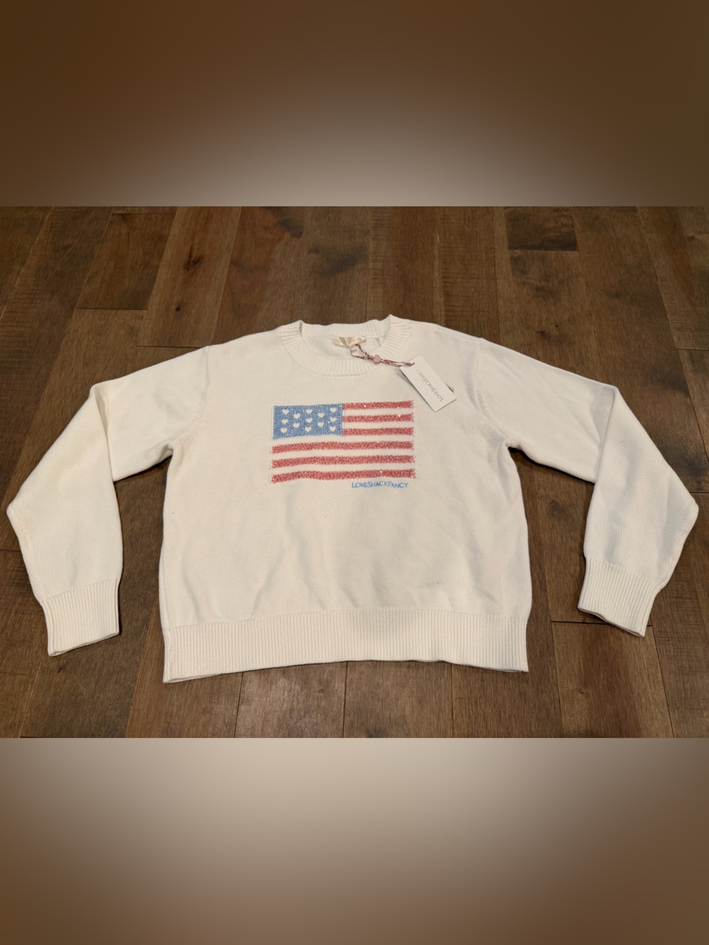 LoveShackFancy Sparkle Ty Heritage Flag Pullover Americana Sweater - M - Picture 4 of 10